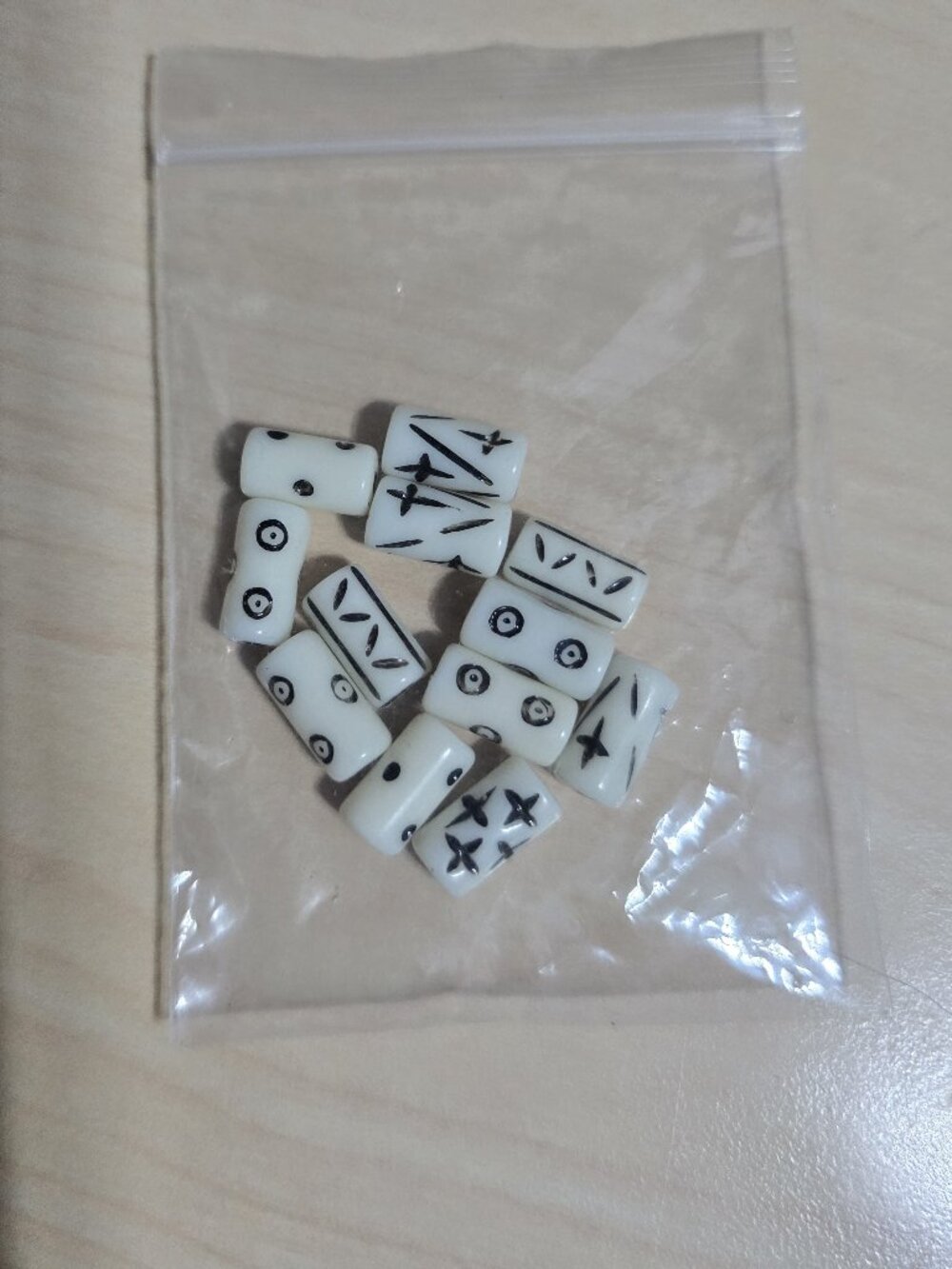 Opaque White & Black Acrylic Beads Used For Jewelry Making (Set of 12)